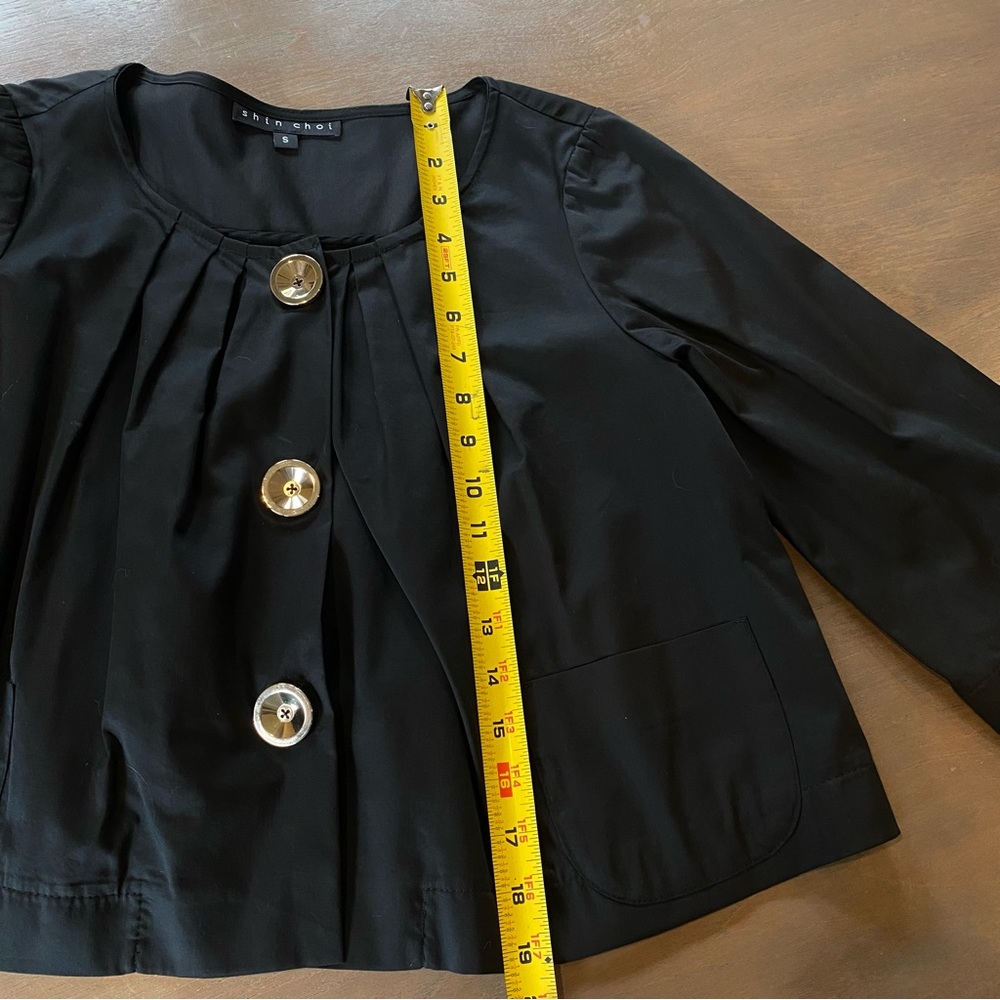 Vintage Shin Choi Swing Jacket Short Size Small White 3/4 sleeve Gold Buttons - Picture 7 of 7